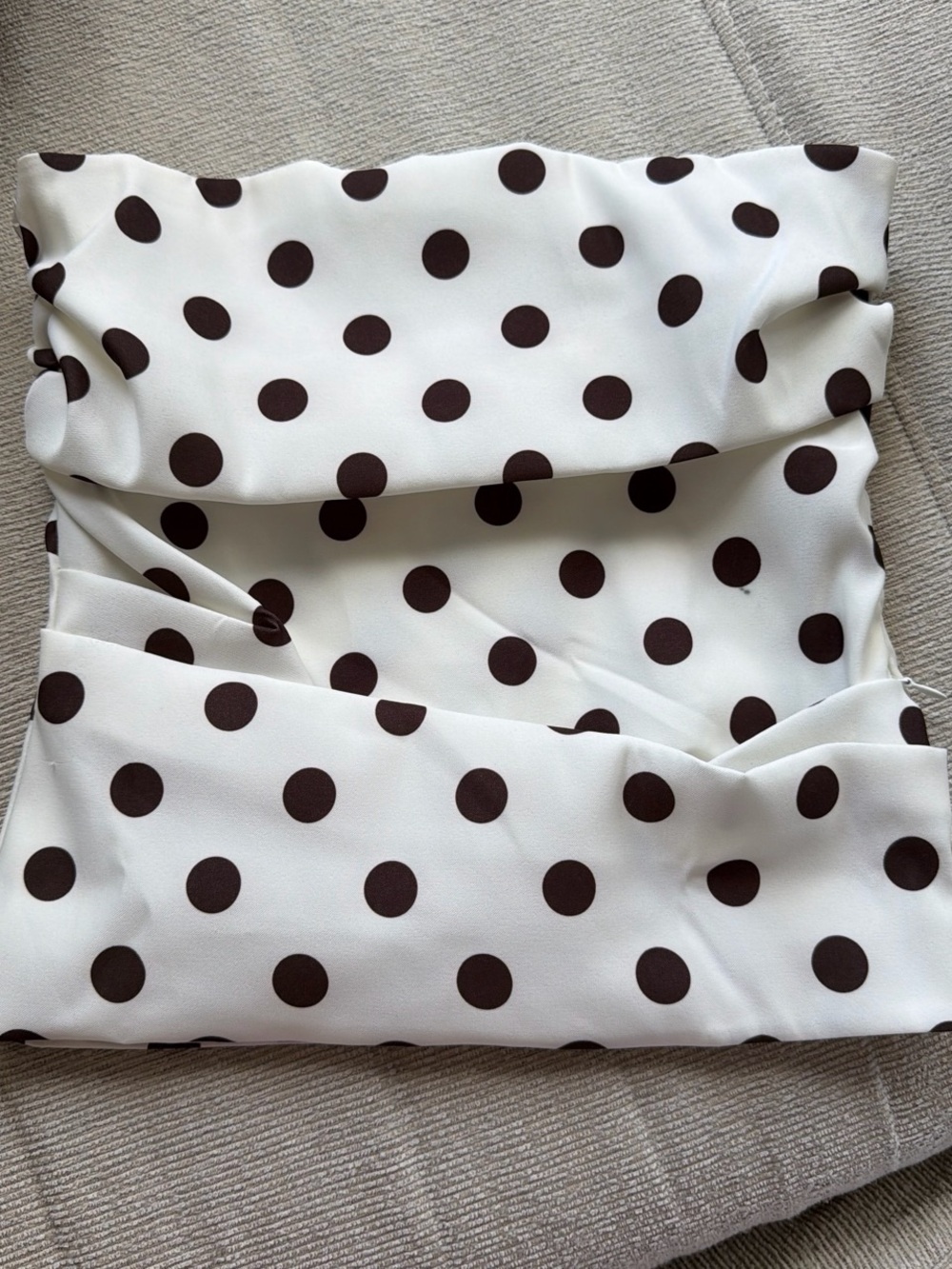 Zara White and Brown Polka Dot tube top